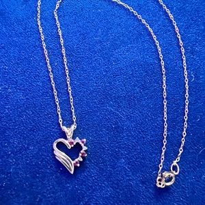 ❤️10K REAL HEART PENDANT NECKLACE WITH REAL RUBIES AN REAL DIAMONDS❤️